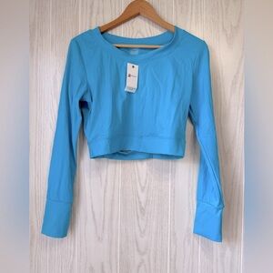 L.A. SOCIETY Turquoise Blue Crop Workout Top NWT